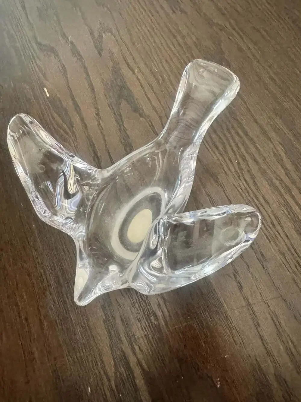 Blown Art Glass Pigeon Crystal Trinket Jewelry Dish/tea candle holder FRANCE